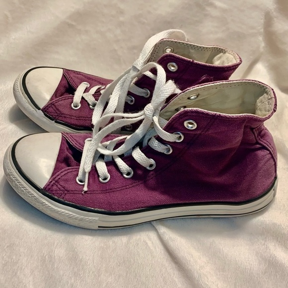 Converse All Star Sneakers 3Y fits Womens 5-6 Chuck Taylor Purple white Athletic - Picture 4 of 14